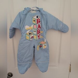 $ Vintage London Fog Embroidered‎ Light Blue Baby Snow Suit